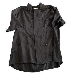 HAPPY CHEF SHORT SLEEVE SHIRT BUTTON FRONT COOKING Black MEN SIZE Medium #411SS - Picture 1 of 7