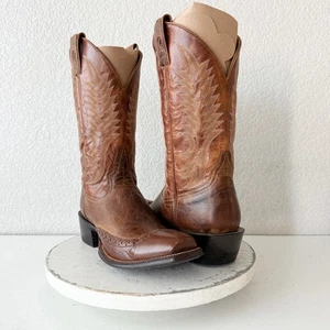 Botas de Vaquero Rod Patrick Para Hombres 10.5B Marrón Becerro Suelas de Cuero Occidental Puntera Roma - Imagen 1 de 14