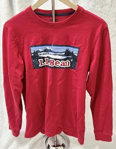 LL Bean T-Shirt Womens Size Small Short Red Long Sleeve Graphic Soft Gorpcore - Picture 1 of 12