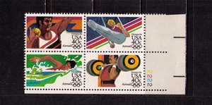 US USA Sc# C108b MNH FVF PLATE # BLOCK Olympic Sport Swimming Gymnast Perf 11.2 - Picture 1 of 1