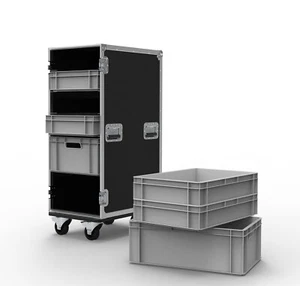 6 Cajón Euro Contenedor Vuelo Estuche Con Desmontable Tapa - Producción Estilo - Imagen 1 de 8
