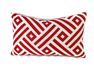 Sunbrella Thibaut Parterre in Watermelon Lumbar Pillow Cover - 12" x 20" - Picture 1 of 5