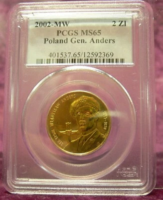 2002 MW 2 Zlote Poland PCGS MS65 General Anders Grade by PCGS - Image 1 of 4