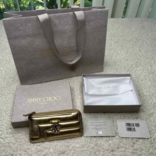 Jimmy Choo Lise-Z Avenue Gold Leather Card Holder Wallet