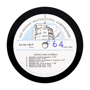 BBC SOUND EFFECTS LIBRARY "Gongs And Cymbals" 12" (E+) 4-B-17 [78 RPM] - Picture 1 of 2