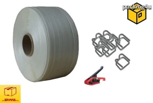 Umreifungsset Hotmelt 19 mm Umreifungsgerät Umreifungsband Metallklemmen 600m - Bild 1 von 4