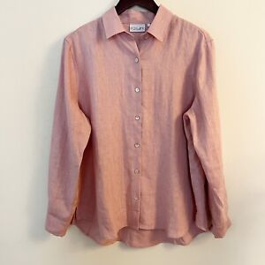 FOIL Linen Button Down Collared Shirt Size US 10 Pink Lightweight New Zealand