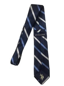 US POLO ASSN Navy Blue Striped Tie Polyester - Picture 1 of 5