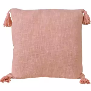 Unique Light Pink 20 In. X 20 In. Neutral Solid Cotton Indoor Throw Pillow with - Picture 1 of 12