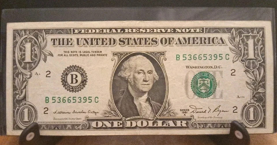 1981-A 1$ Washington Banknote Collectible Serial Number B 53665395 C  - Image 1 of 1
