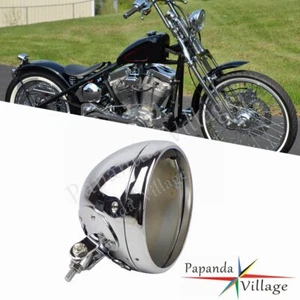Carcasa de cubo de faros cromada de 7" para Harley Chopper Bobber Café Racer - Imagen 1 de 5