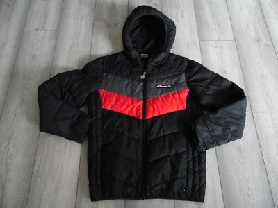 Ellesse 90s Vintage Mens Spell Out Embroidered Black Puffer Jacket - Size M Coat - Image 1 of 4