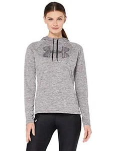 Under Armour Womens Heatgear loose Long Sleeve Grey UA Tech 2.0 Hoodie Top L - Picture 1 of 6