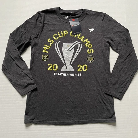 Fanatics Men's S Gray Columbus Crew 2020 MLS Cup Champs T Shirt Long Sleeve NWT Cover