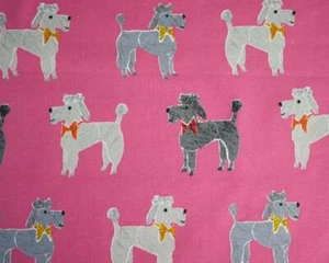 Pink Poodle Dogs 4Way Stretch Cotton Jersey Fabric Dressmaking Material - Picture 1 of 1