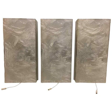 1970s Set of 3 Lucite Ice Block Glass Sconces by German Mersch Design Cover