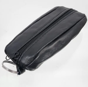 2 Stk Echtleder Schlüsseltasche mit Doppelreißverschluss Geldbörse Schlüsseletui - Bild 1 von 4