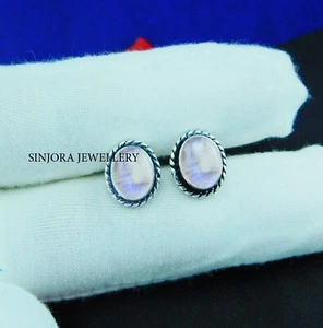 Pendientes de plata esterlina 925 con piedra lunar arco iris hechos a mano para joyería - Imagen 1 de 4