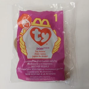 NEW Ty McDonalds Teenie Beanie Baby - Doby The Doberman Dog in Package Vintage - Picture 1 of 4