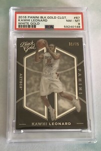 Kawhi Leonard 2016-17 Panini Black Gold Collegiate /75 San Diego State #67 PSA 8