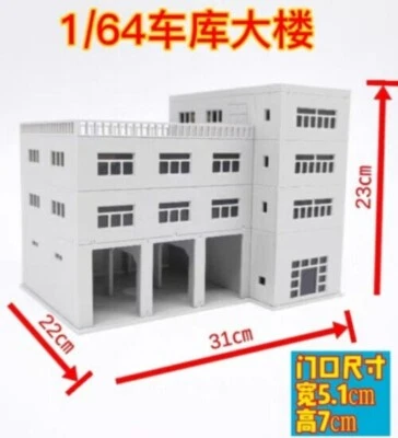1/64 Scale Building Model Car Garage Police Station Hospital Scene Display Model - Image 1 of 4