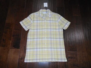 NWT ONIA Vacation Shirt OMST 15-14 Multi Plaid YZ6 Daffodil Size S Yellow $140! - Picture 1 of 6