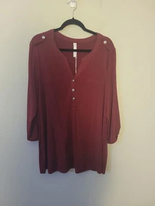 New Dear Scarlett Maroon Liz Luxe Top Sz XL - Picture 1 of 10