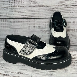 T.U.K. Anarchic Mary Jane Size 6 Black and White Brogues Chunky - Picture 1 of 10