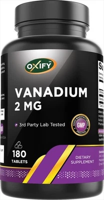 Oxify Vanadium 2 mg wtih Chromium 200 mcg | 180 Tablets | Gluten-Free, Non-GMO | - Image 1 of 4