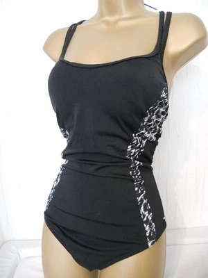 BLACK / WHITE F&F RACER BACK SWIMSUIT SIZE 16 CONTROL SWIMWEAR - Image 1 of 2