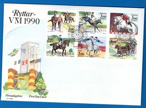STAMPS SWEDEN-World Equestrian Games in Stockholm,set of 6,FDC 1990- # - Picture 1 of 1