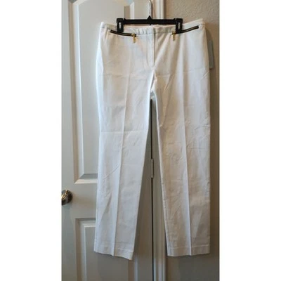Nuevo con etiquetas Pantalones Alfani Slim Leg High Rise Carrera Mujer Talla 16 Blanco Brillante Foto 1 de 4
