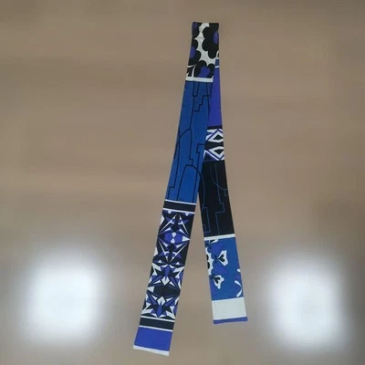 Emilio Pucci Silk Scarf Ribbon Belt Bow Tie Blue Purple White Italy Luxury - Image 1 of 4