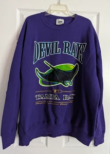 Vintage Tampa Bay Devil Rays MLB baseball Purple Crewneck Sweatshirt 1997 - Picture 1 of 15