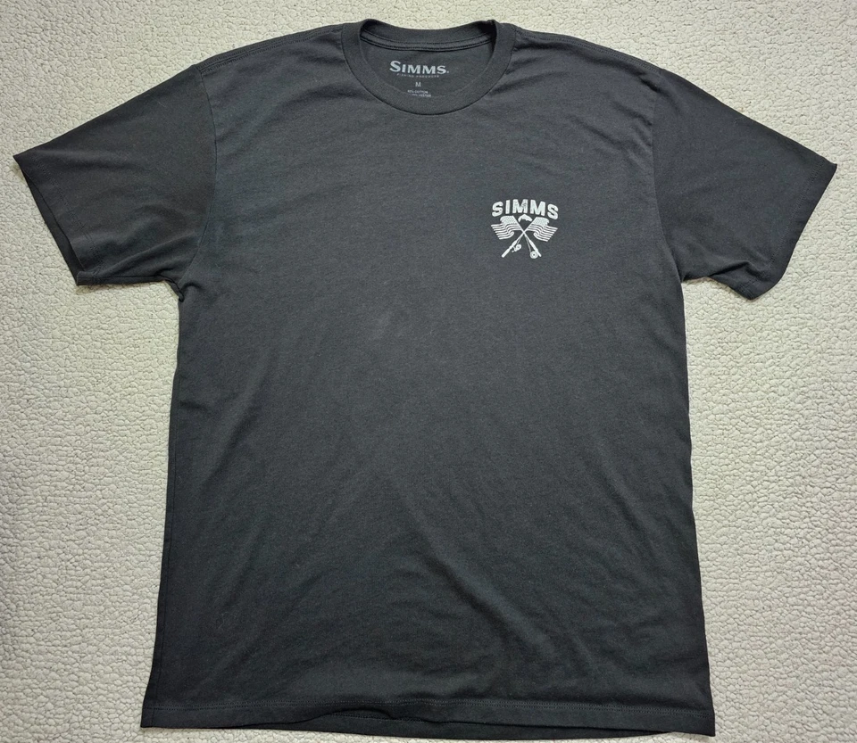 Simms Shirt Men’s Size M Medium Black Short Sleeve Graphic Tee Fishing Products - Image 1 of 4