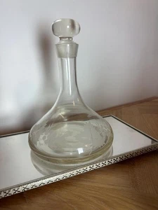 Vintage Etched Glass Decanter with Stopper Grapevine Design Mid-Century Barware - Picture 1 of 4