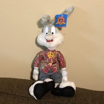 Vintage Looney Tunes Hippy Bugs Bunny Plush Stuffed Toy with Tag 1998 - Image 1 of 4