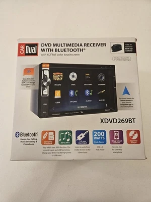 Dual XDVD269BT 6.2 LCD Touch Screen Double Din Stereo CD DVD OPEN BOX NO WIRES - Image 1 of 4