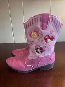 Disney Toddler Girls Princess Sparkly Pink Cowboy Western Boots Size 12 - Picture 1 of 8