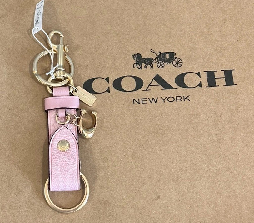 COACH CZ088 Trigger Snap Bag Charm Powder Pink Key Chain FOB