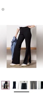 SPANX THE PERFECT SPLIT Hem  Black Wide Leg Bell Bottom Stretch Pants  Sz L - Picture 1 of 6