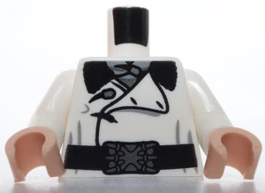 Lego Torso Overcoat Large Lapel Black Fur Collar over Dark Bluish Gray Ascot - Picture 1 of 2