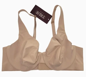 True and Co Soft Cup Nylon Stretch Bra Smooth Adjustable Strap Beige 34C - NWT - Picture 1 of 8