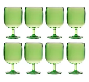 QG 12 oz Colorful Stackable Acrylic Plastic Goblet Tumbler Set of 8, Green - Picture 1 of 1