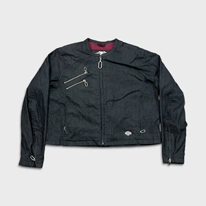 Chaqueta de mezclilla Harley Davidson para mujer XL negra forrada con cremallera completa motociclista jean camionero - Imagen 1 de 6