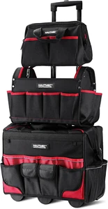 3-Piece Rolling Tool Bag Set – 18” Wheeled Tool Bag, 15” Electrician Tool Tote & - Picture 1 of 7