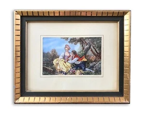Vintage Made in USA Black and Gold Wood Framed Art Victorian Man Woman Romance - Picture 1 of 13