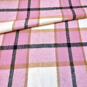 1462. Rose Pink Brushed Cotton Tartan Fabric. 137cm wide, Price per 1/2 metre - Picture 1 of 6