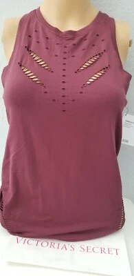 Camiseta sin mangas deportiva Victoria's Secret VS perforación sin costuras borgoña  Foto 1 de 3