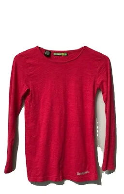 Desigual Beautiful Girls 9/10 Bright Pink L/S Cotton T-Shirt Designer - Image 1 of 4